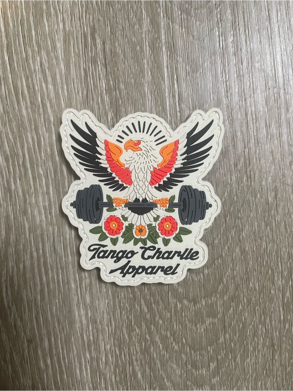 Eagle Weightlifting Patch— White, Black & Orange